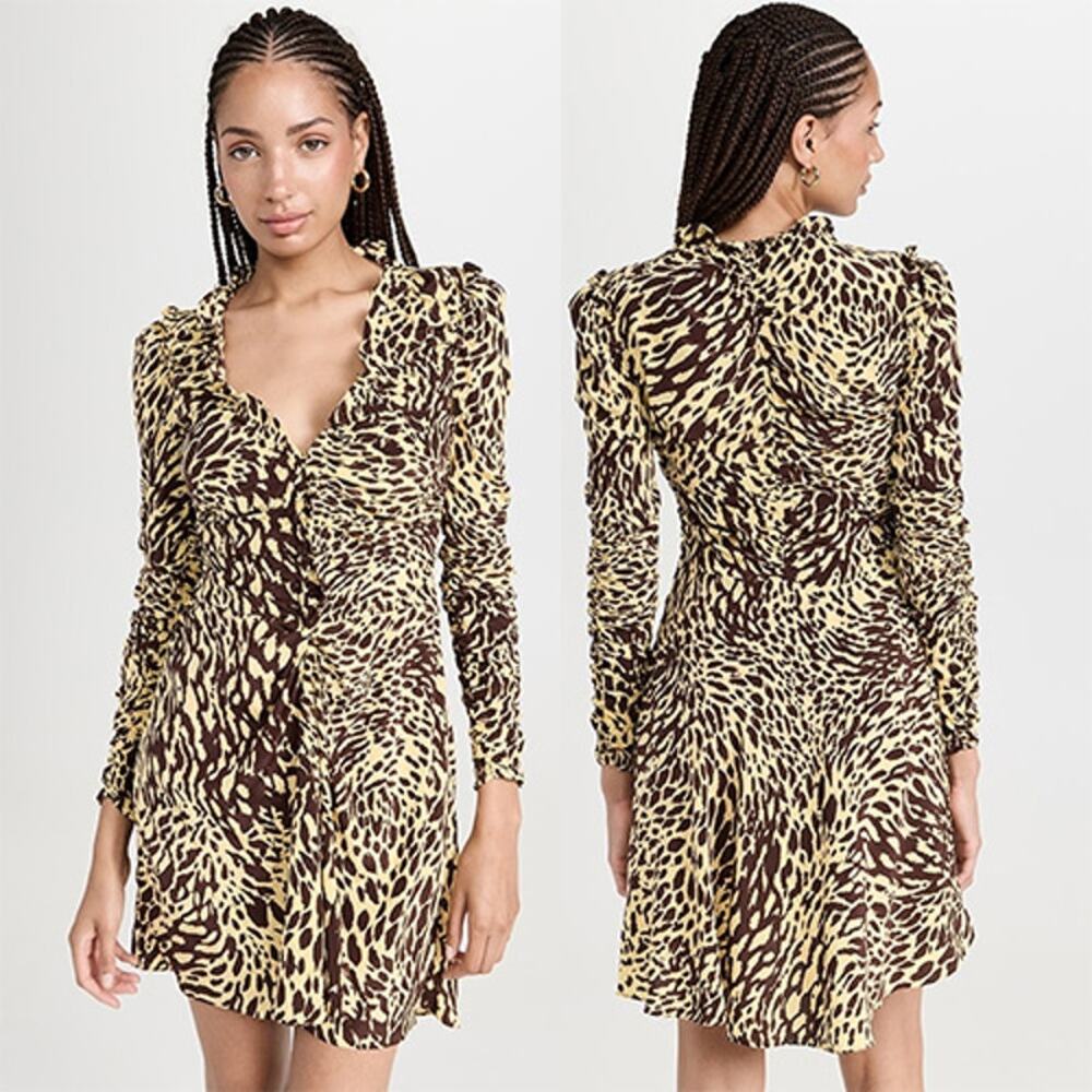 NWT A.L.C. Marcie V-Neck Long Sleeves Mini Dress Women's Golden Haze Size: 2